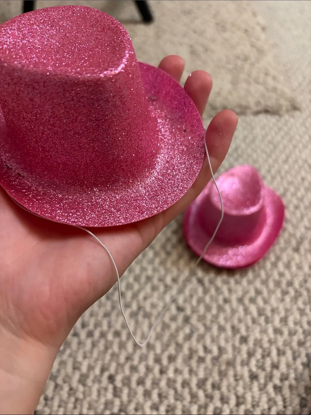 Pink Glitter Mini Cowboy Hats - Pack of 11
